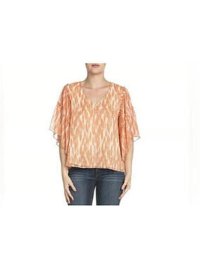 NWT Miss Me Women's Flutter Sleeve Top Coral Pink Size Medium